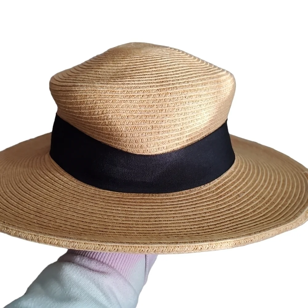 Simplistic Straw Style Hat with Minimal Black Bow